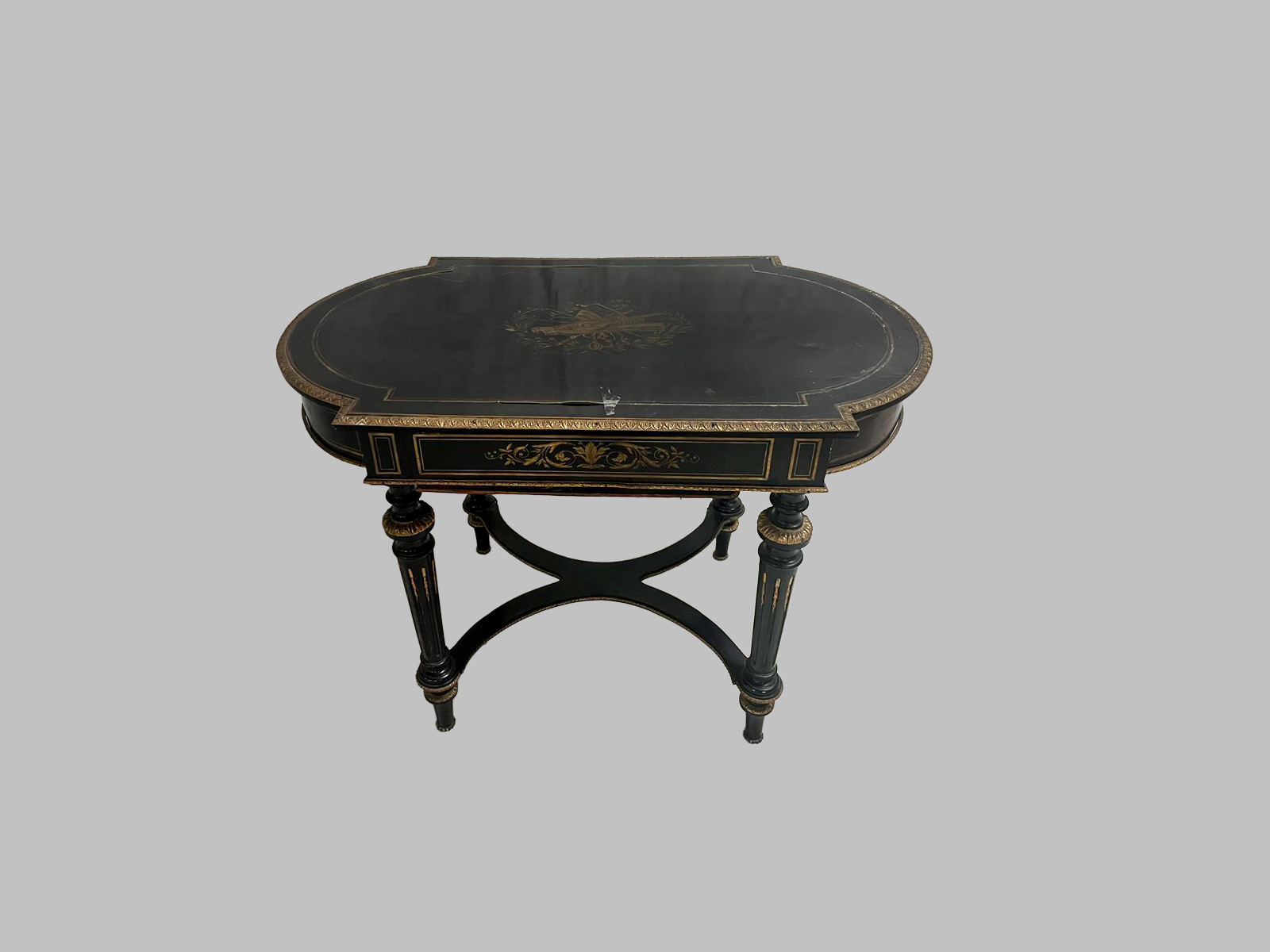 Mesa Auxiliar Ovalada de Ébano – Napoleón III, Siglo XIX — изображение 2