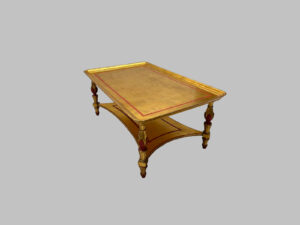 Mesa de Centro con Bandeja Extraíble y Acabado Dorado