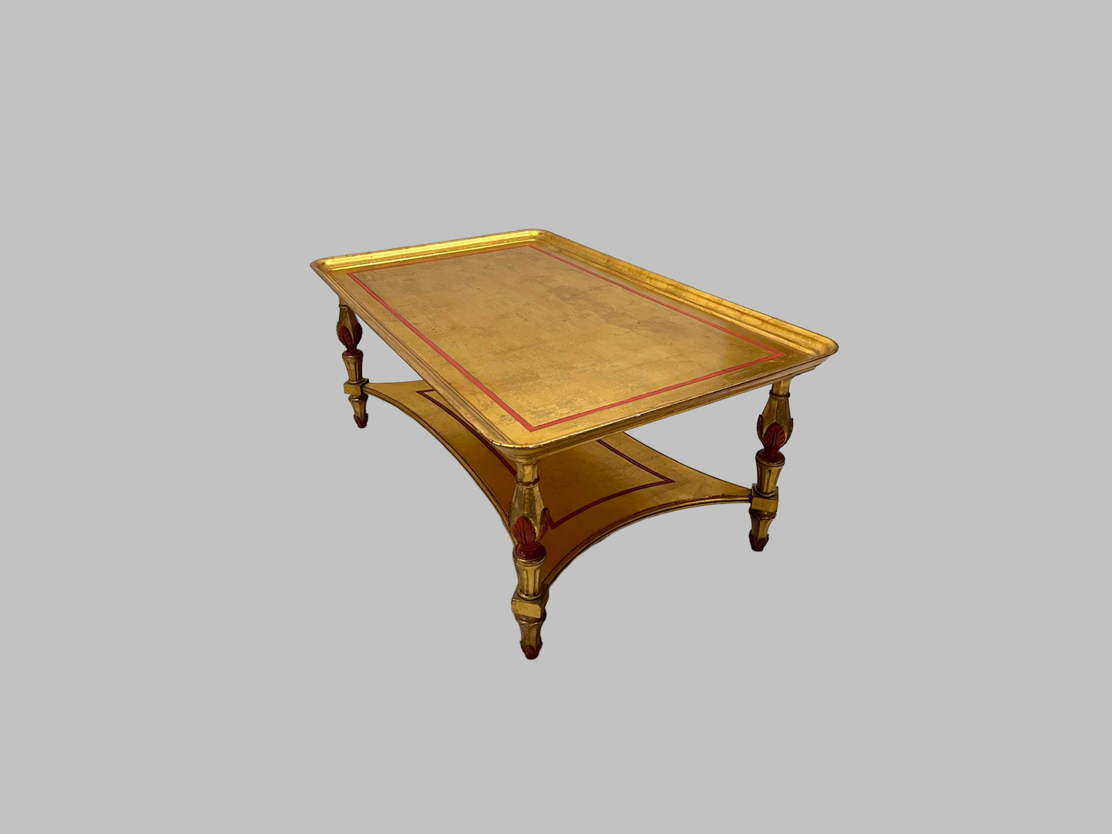 Mesa de Centro con Bandeja Extraíble y Acabado Dorado