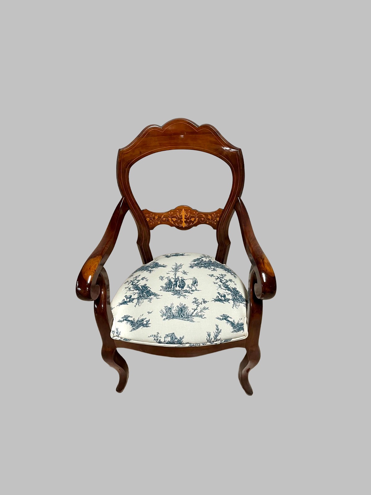 Sillón Estilo Paridora Isabelino de Caoba con Tapicería – Siglo XIX — изображение 2