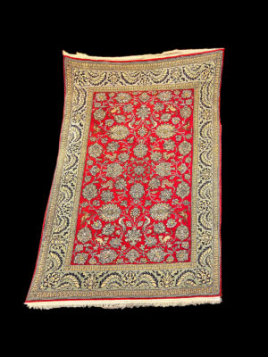 Alfombra Antigua de Qom (Ghom) en Lana y Seda