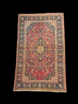 Alfombra Antigua Kashan – Medallón Central y Motivos Shah Abbasi