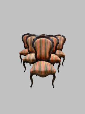 Conjunto de 6 Sillas Isabelinas con Incrustaciones de Zinc